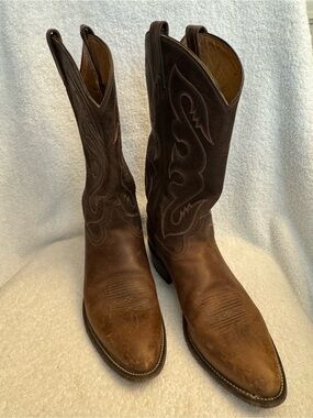 Tony Lama 6467 Tan Crazy Horse Vintage Cowboy Boots Mens 11.5B